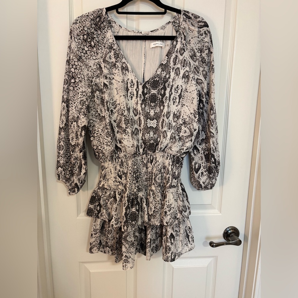 Mustard Seed Black and Cream Snake Print Dress